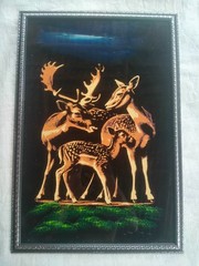Black Velvet Art Vintage Framed Handmade Fabric Painting decor Sri Lanka NEW