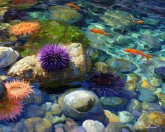Leonid Afremov TIDE POOL LIFE Oil Painting 20″x16″ by Official Studio GICLEE