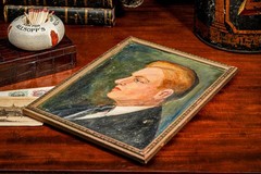Captivating Art Deco Era Framed Antique Oil Painting Portrait Young Man Suit