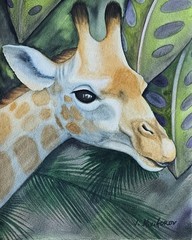 V. Nikiforov Giraffe art Hand Signed Original Painting animal wildlife cute art