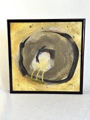 Vintage Abstract Painting Circle Design Signed Framed
