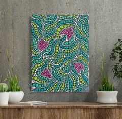 Abstract Floral Painting Canvas, Tropical Leaves Original Art, Modern Botanical