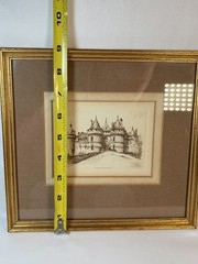 Antique Engraving Chateau de Chaumont Matted Framed By LEOPOLD ROBIN 19th c
