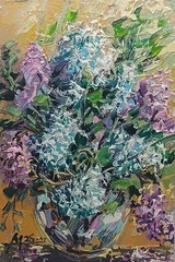 Original Oil Painting Lilac Still Life Floral Impasto Framed Bouquet Art 6*4