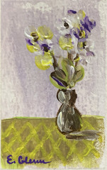 ACEO Original Painting Artist Card Abstract Flowers in the Vase in Acrylic