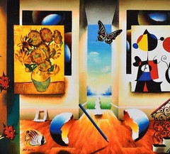 Fascinating LIMITED FERJO Giclee Canvas „Sunflowers & Miro“ Numbered SIGNED COA