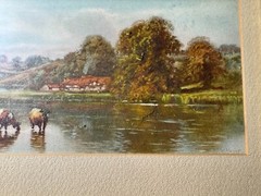 Frederick William Hayes (1848 – 1918) „Cattle By River“ Mixed Media Painting
