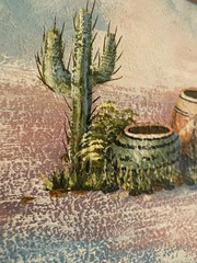 Vintage Southwest Desert Painting – Signed P. Hunter