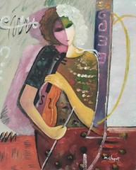 Mariel Chapot Original Painting Vintage Art Listed Artist Musician Violin