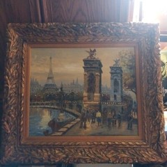 Possible Caroline C Burnett 1877-1950 Original Oil Painting Eiffel Paris Clump