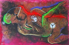Modern Painting Art Abstract Contemporary Fantasy Love Woman Men Kamasutra Eros
