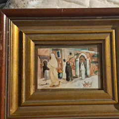 Beautiful Vintage Mid-Century Miniature Orientalist Street Scene – Signed „Trudi