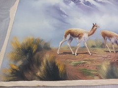 Original Oil Painting Signed & Dated Mountain Top & Lamas Not Mounted