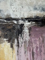 Beige Violet Abstract Painting Textured Modern Neutral Wall Art Canvas 28×36
