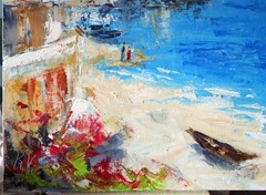 Mykonos Seascape 10×12″ Oil Painting Greece | Mediterranean Coastal Wall Decor