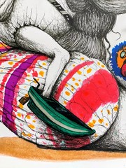 ALAIN DONATE ARTE CUBANO SURREAL Pintura BOCETO ORIGINAL TINTA/CARTÓN 16″X 23″