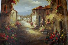 36″x 48” Estate Sized Tuscany Original Reproduction Oil Painting Mediterranean