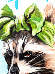 Reading Raccoon Painting 12×16 Original Woodland Animal Art by M Isaksen