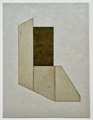 Vintage Geometric Abstract Oil Painting on Cardboard Minimalist MCM Style