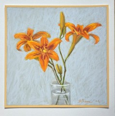 Original pastel painting The Most Important Things in Life: Time Day Lilies Art