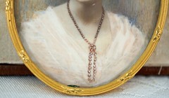 Miniature Lady Portrait Painting in Gilded Frame & Trifold Leather Display Case