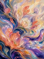 new hand made Painting on 24″*16″ canvas Flowing Floral Fantasy by Wendy