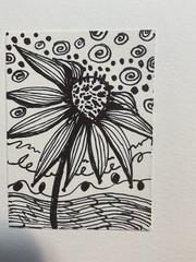„Sunflower“ Original ink drawing trading card signed by artist