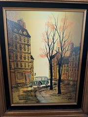Vintage Painting by L. Ryan of Montmartre, Paris-Embellished Giclee on Canvas