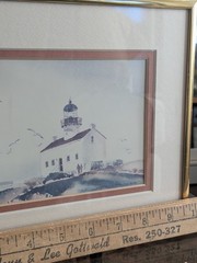 Original Vtg Watercolor Painting San Diego Point Loma Lighthouse Signed Frances