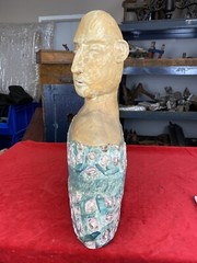 Vintage Ceramic Sculpture ~ BUST of WOMAN ~ 18 1/2″H x 19″L x 6 1/2″W