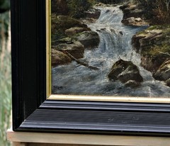 Oil On Canvas Wood Signed L. Ottinger Alpine Landscape Wildbach Gesäuse