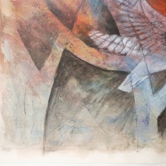 A Crane Taking Flight, Oil on Paper, Gareth Jones-Roberts of Australian (1935-)