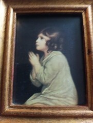 Vintage Little Boy Praying “ The Infant Samuel“ Gold Framed Italy