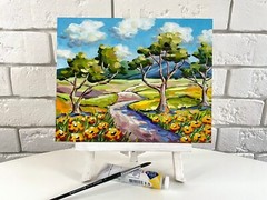 Hill Country Wildflowers Oil Painting Original Austin Texas Landscape 8×10 in