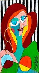 colorful SEXY PICASSO PAINTING upcycled 13×20 original SWARTZMILLER DNA SIGN ART