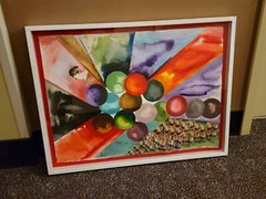 Vintage 1990s Forbidden City asian art collage colorful assemblage + watercolor