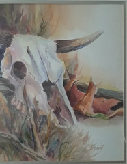 Watercolor on Paper Matted Signed Don Trout Resting Place 28 x 20 in