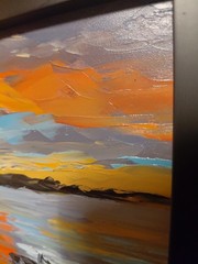 Moody Original Oil On Board Painting 11 x 11 Rainbow Sunset Mike Moyers 2014