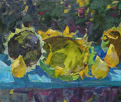Oil painting Sunflowers Ukrainian painter Canvas Unframed original landscape