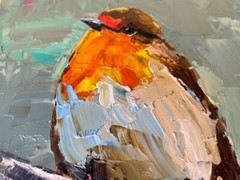 Original oil painting Robin bird Bird lover gift Hand painted Nature art 8 x 8