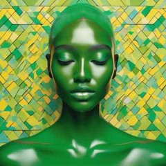 Color of Green 01 Female XXL Pictures Acrylic Glass Photography 120×120 Pop Art/Modern