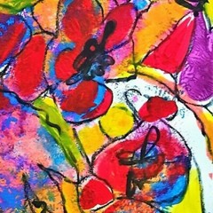 ORIGINAL FLOWERS ART ABSTRACT FLOWERS PAINTING MODERN ART HO ME DECOR 14″ #A233