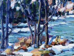 Impressionist Woodstock December landscape John W Bentley 1880-1951, listed NY