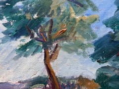 Antique Impressionist Landscape Danish School ANDREA MOE Oil on Canvas Bornholm