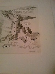 Nice Prentiss Taylor ink-wash (sumi) of Cliff Palace CO . Well listed artist
