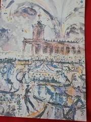 Venice watercolor print by Antonio Lucarda 11.5 x 8 inches circa 1950s