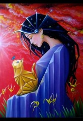 oil on canvas jose verde T El portador de la luz cuban beautiful art 83×62 cm