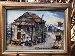 American Folk Artist Rhoda B Stokes (1902-1988) 5×7 Oil Painting Framed