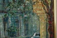 ORIGINAL FRAMED OIL PRADO BOULEVARD SCENE OLD HAVANA, CUBA ARTIST: HECTO VIDAL