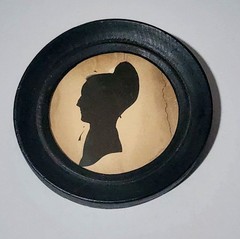 Antique Early 19th C. American Folk Art Hollow-Cut Silhouette Portrait Woman